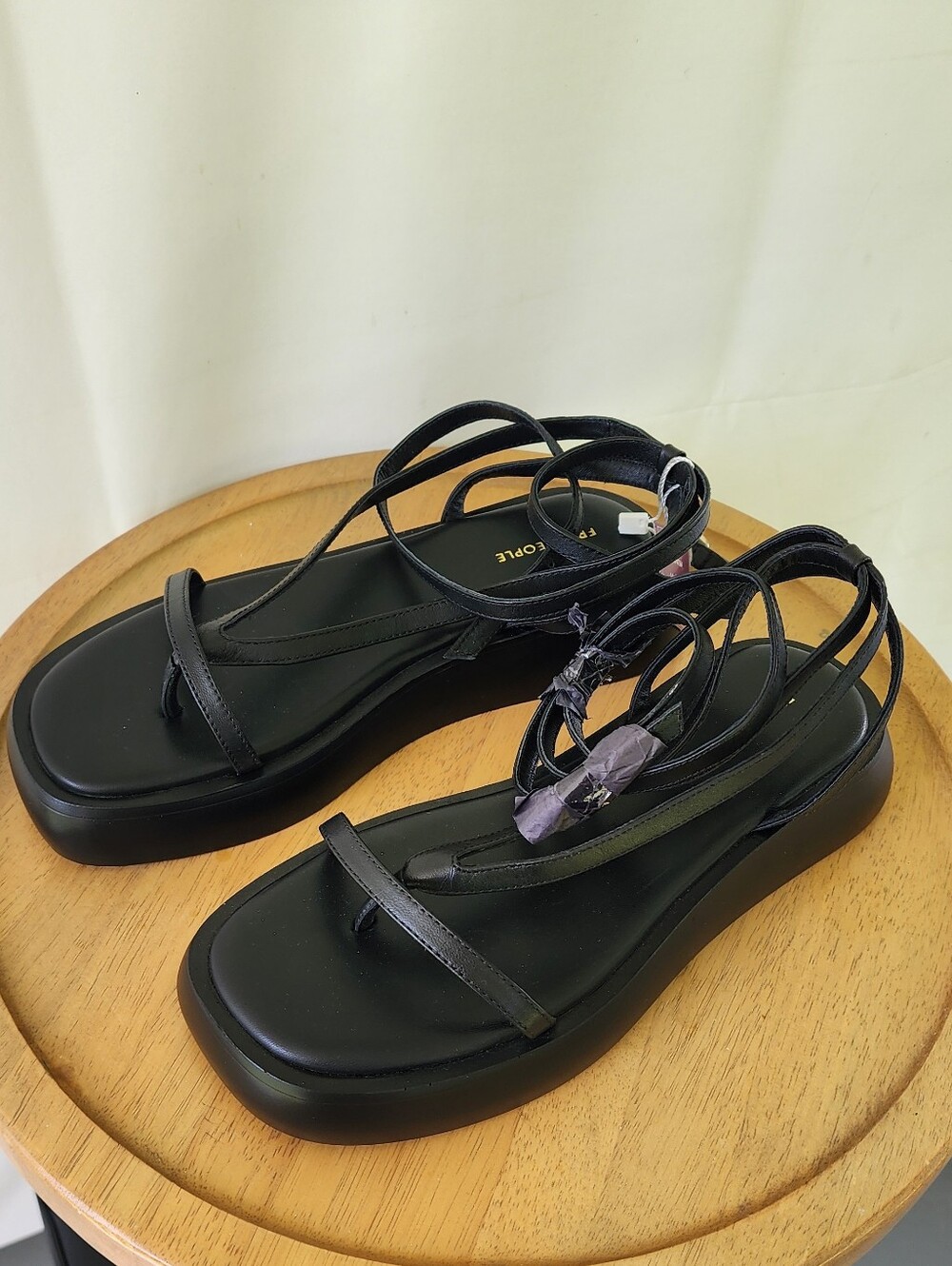 Free People Winnie Wrap Black Lace Up Sandals - Picture 3 of 10